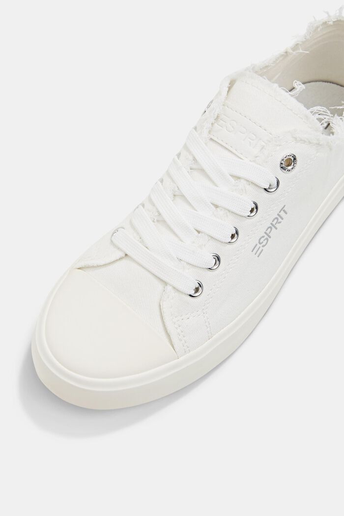 Canvas trainers with frayed edges, OFF WHITE, detail image number 4