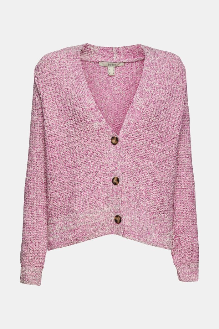 Mouliné-look cardigan, organic cotton, PINK FUCHSIA, detail image number 5