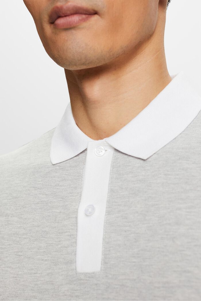 Two-tone piqué polo shirt, LIGHT GREY, detail image number 2