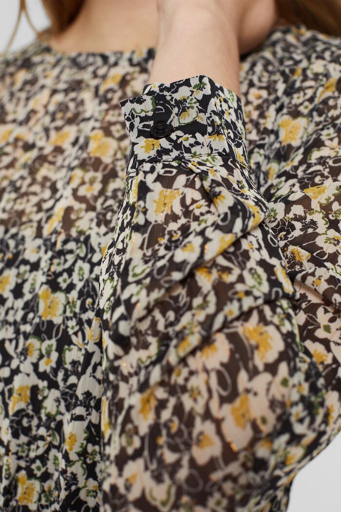 Chiffon dress with glitter and a print, BLACK, detail image number 6