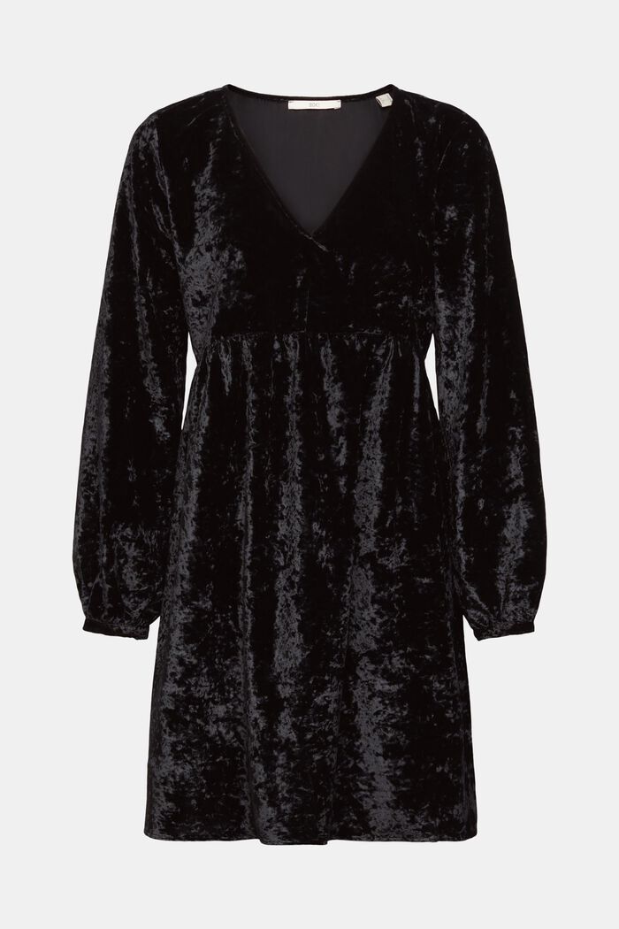 V-neck velvet dress, BLACK, detail image number 6