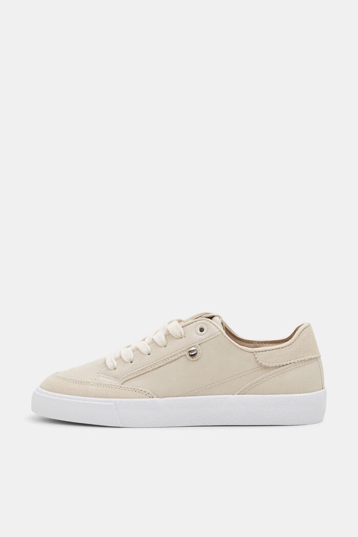Faux leather trainers, CREAM BEIGE, overview