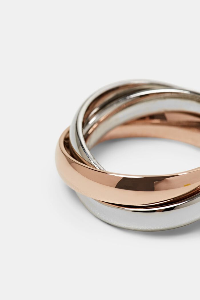 Stainless Steel Trio Ring, ROSEGOLD, detail image number 1