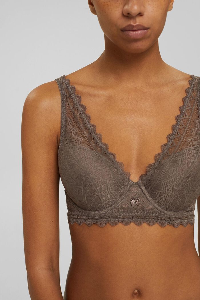 Recycled: padded underwire bra with lace, TAUPE, detail image number 2