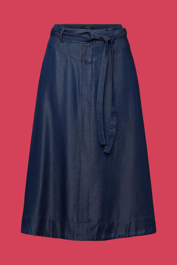 Midi skirt in a denim look, TENCEL™, BLUE LIGHT WASHED, detail image number 6