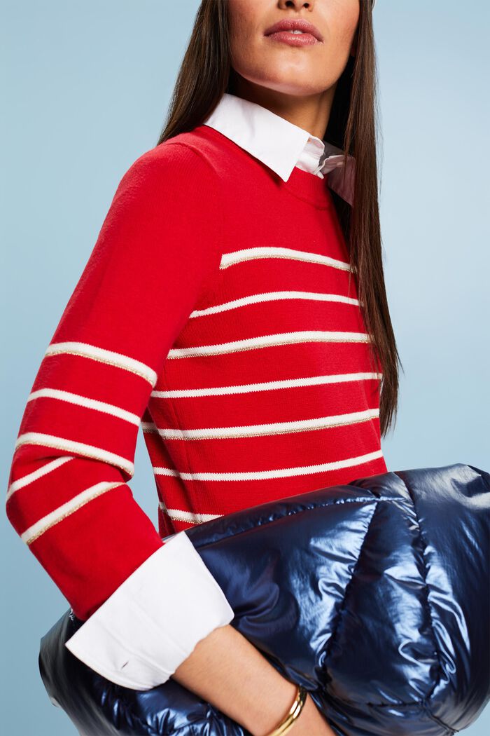 Striped knitted jumper with cashmere, RED, detail image number 2