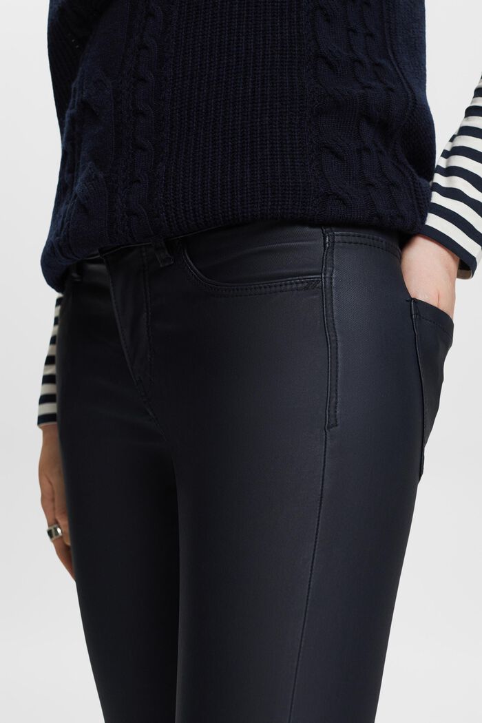 Mid-Rise Skinny Leg Coated Trousers, NAVY, detail image number 2