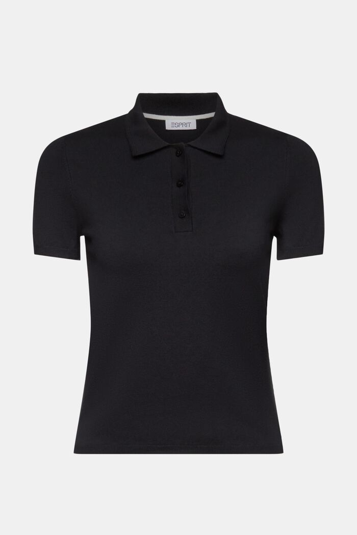 Short-Sleeve Polo Shirt, BLACK, detail image number 5