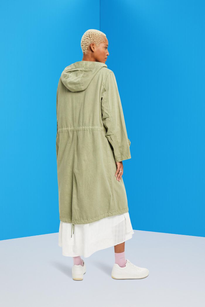 Hooded coat with drawstring waist, LIGHT KHAKI, detail image number 3