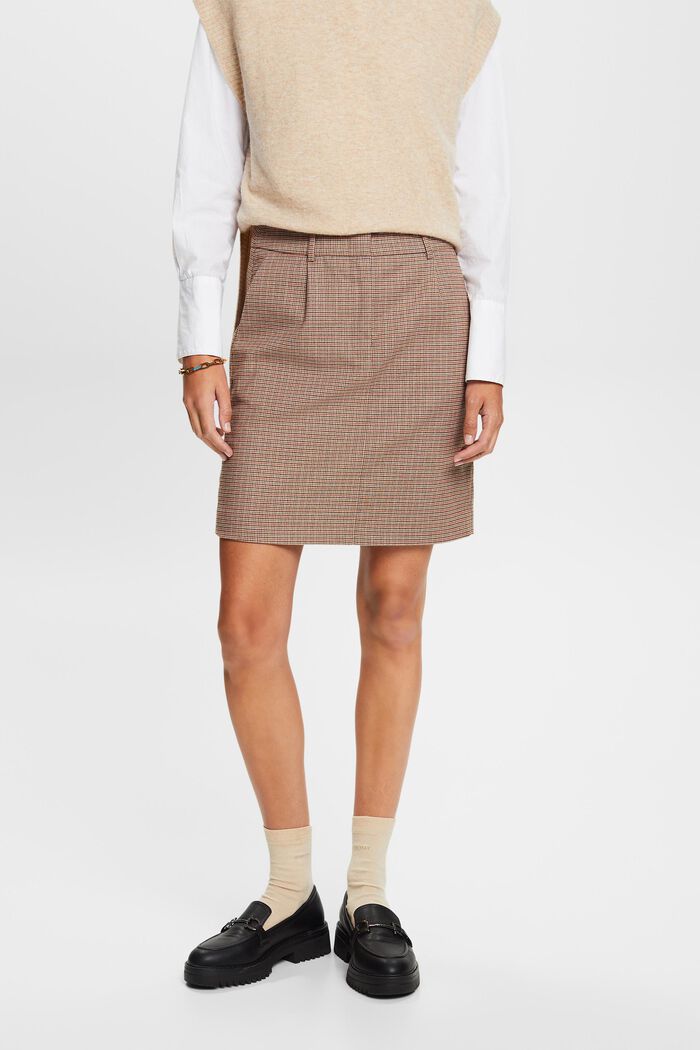 Checked Mini Skirt, CARAMEL, detail image number 0