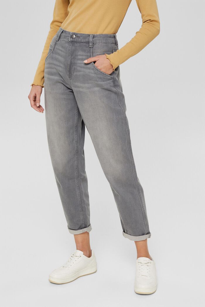 Trendy organic cotton jeans with stretch, GREY MEDIUM WASHED, detail image number 0