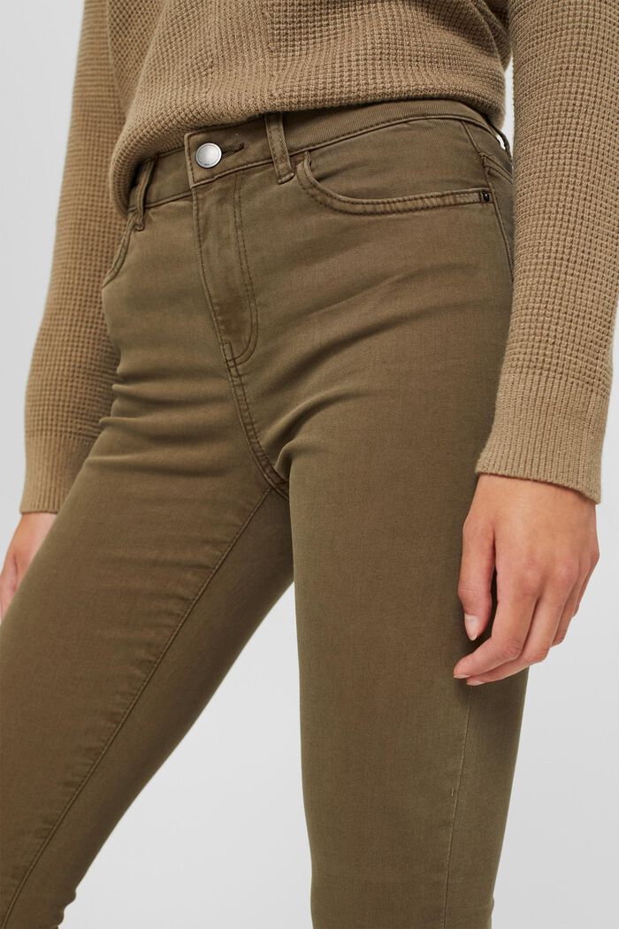 Stretch trousers with organic cotton, DARK KHAKI, detail image number 4