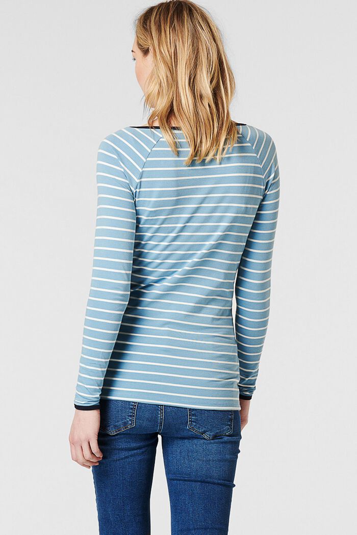 Nursing-friendly long sleeve top made of organic cotton, SHADOW BLUE, detail image number 1