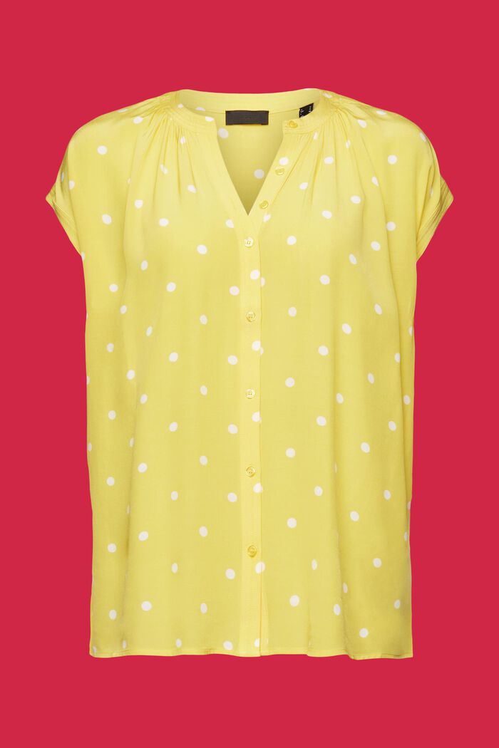 Printed Short Sleeve Blouse, LIGHT YELLOW, detail image number 6