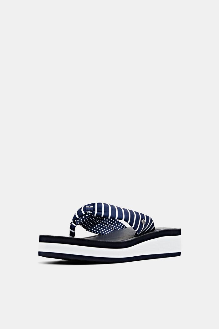 Thongs sandals with patterned straps, NAVY, detail image number 2