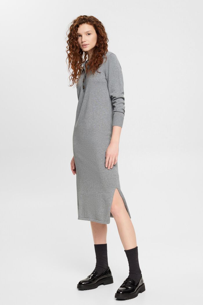 Knitted polo collar dress
