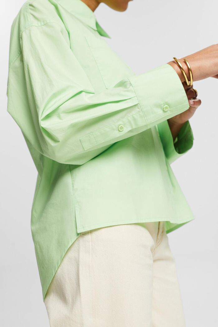 Cotton-Poplin Button-Up Shirt, LIGHT GREEN, detail image number 2