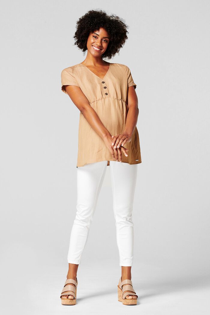 Linen blend: blouse, SAND, overview