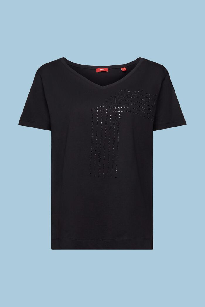 Rhinestone Jersey T-Shirt, BLACK, detail image number 6