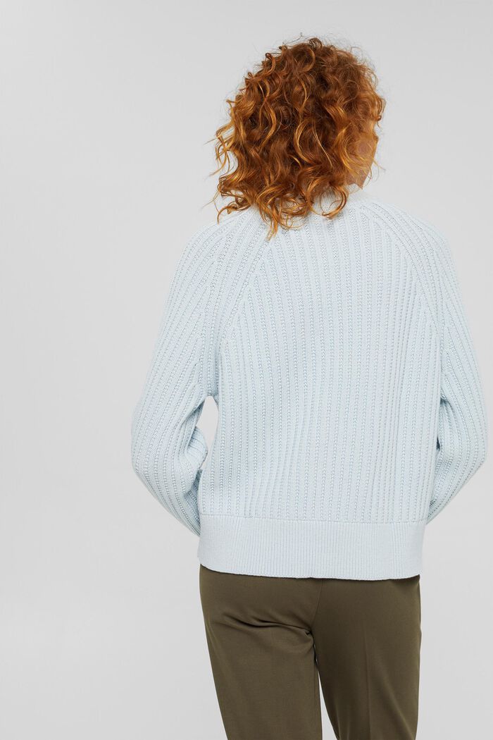 Rib knit jumper in an organic cotton blend, PASTEL BLUE, detail image number 3