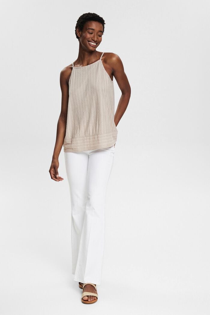 Strappy top with pinstripes and a button placket, TAUPE, detail image number 2