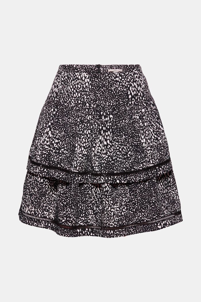 Flounce skirt with a pattern, LENZING™ ECOVERO, BLACK, detail image number 7