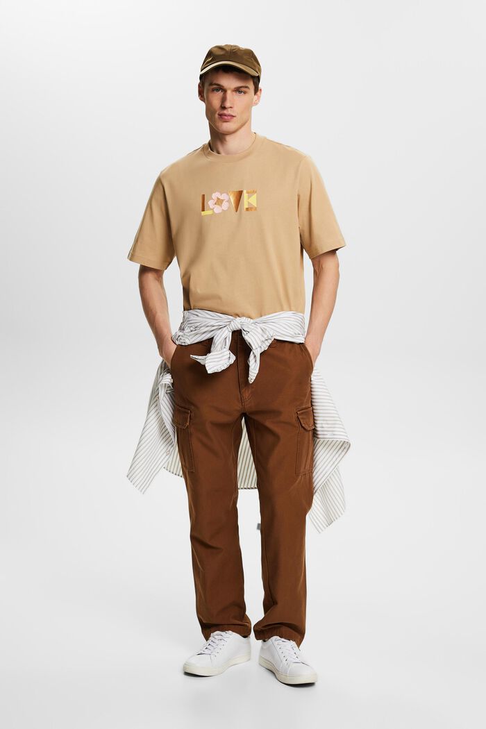 Unisex Printed Pima Cotton T-Shirt, BEIGE, detail image number 1