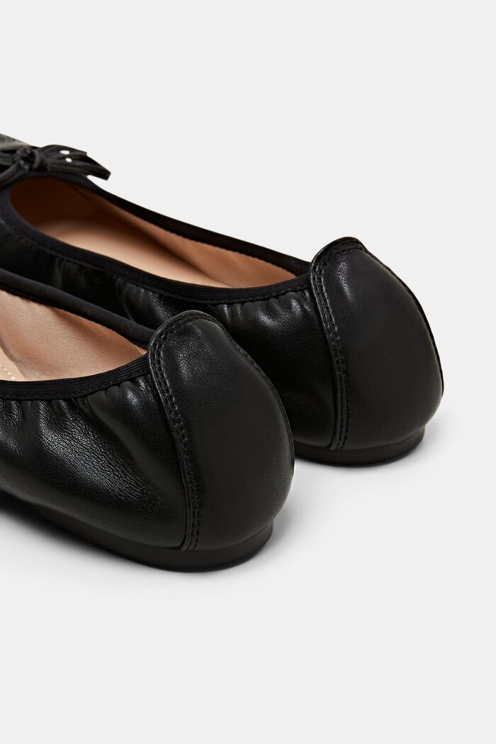 Faux Leather Ballerinas, BLACK, detail image number 4