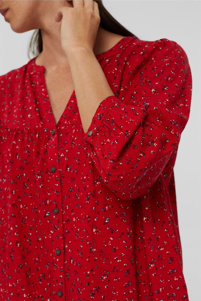 Mille-fleurs blouse made of LENZING™ ECOVERO™, RED, detail image number 2
