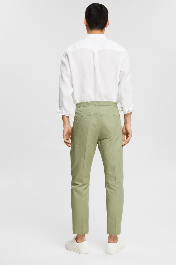 Cropped trousers made of blended organic cotton, LIGHT KHAKI, detail image number 3