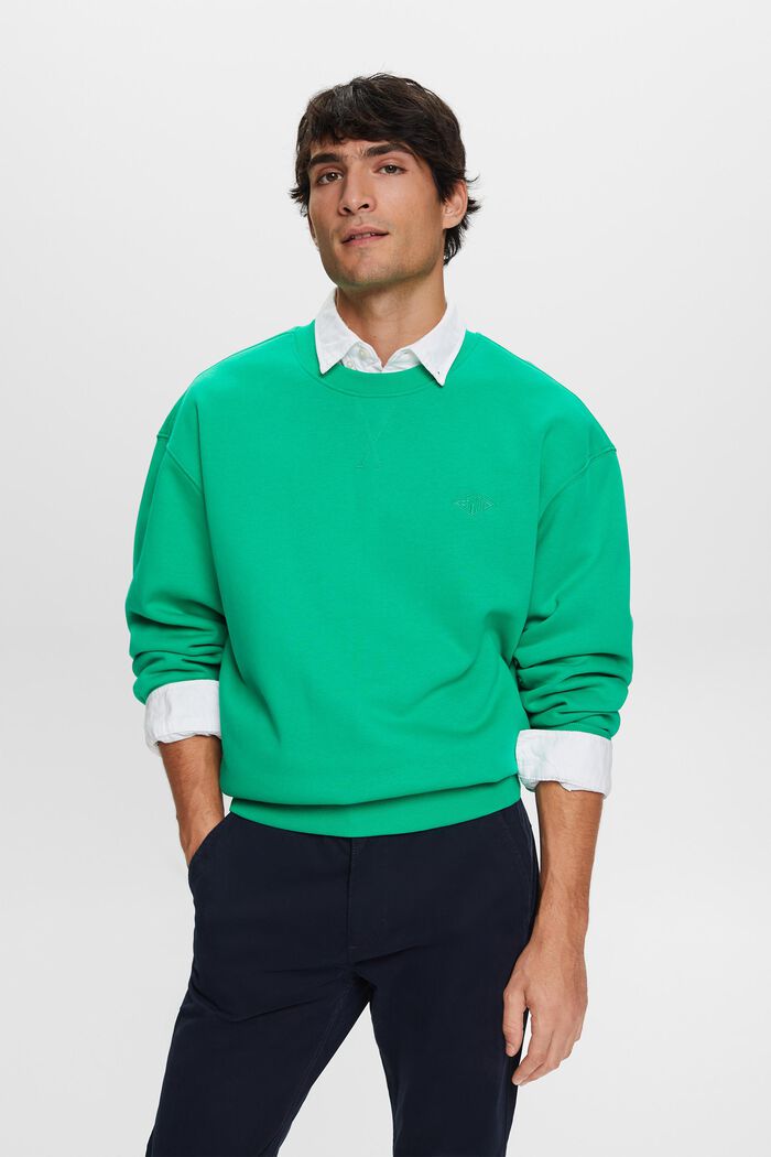 Sweatshirt with logo stitching, GREEN, detail image number 0