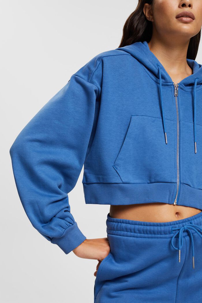 Cropped zip trough hoodie, BLUE, detail image number 2