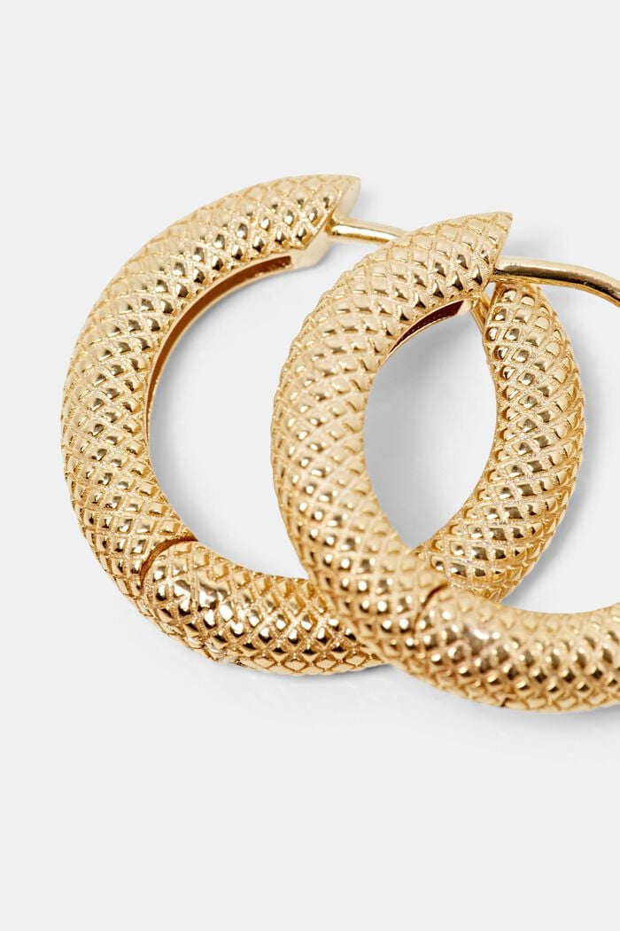 Textured Small Hoop Earrings, GOLD, detail image number 1
