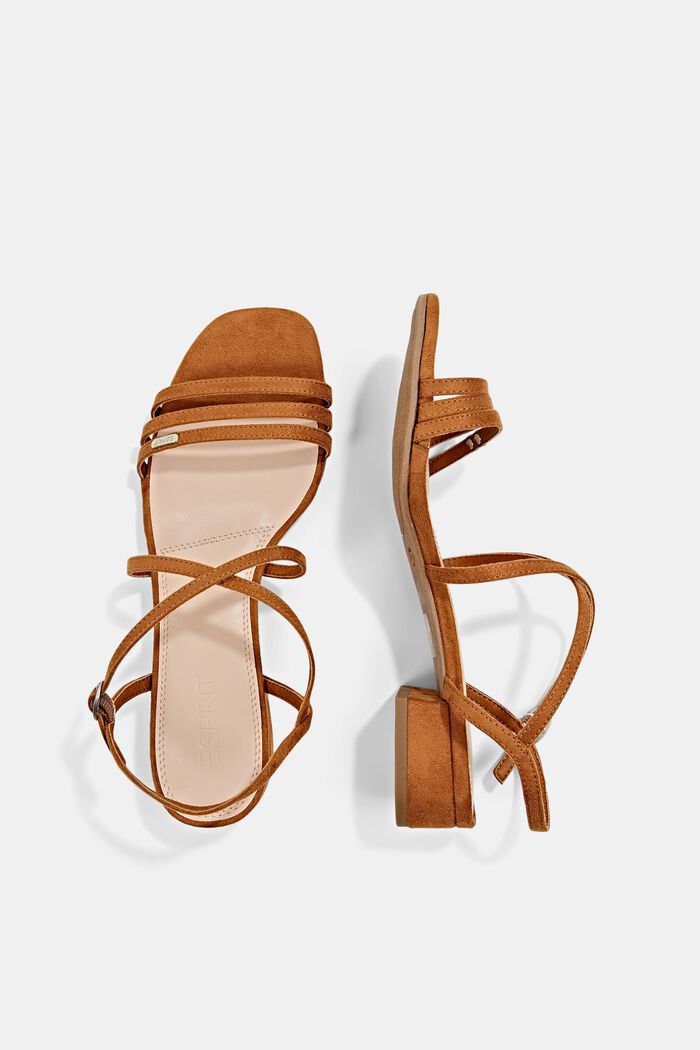 Strappy sandals in faux suede, CARAMEL, detail image number 1