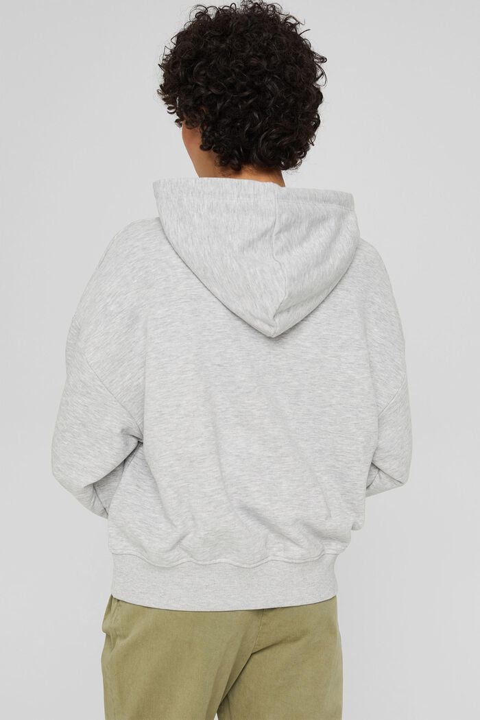 Melange hoodie with a colourful embroidered logo, LIGHT GREY, detail image number 3