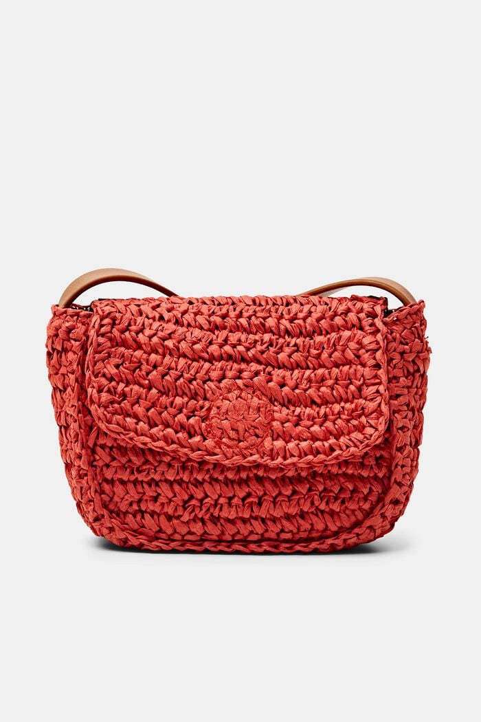 Crochet Flap Shoulder Bag, ORANGE RED, detail image number 0