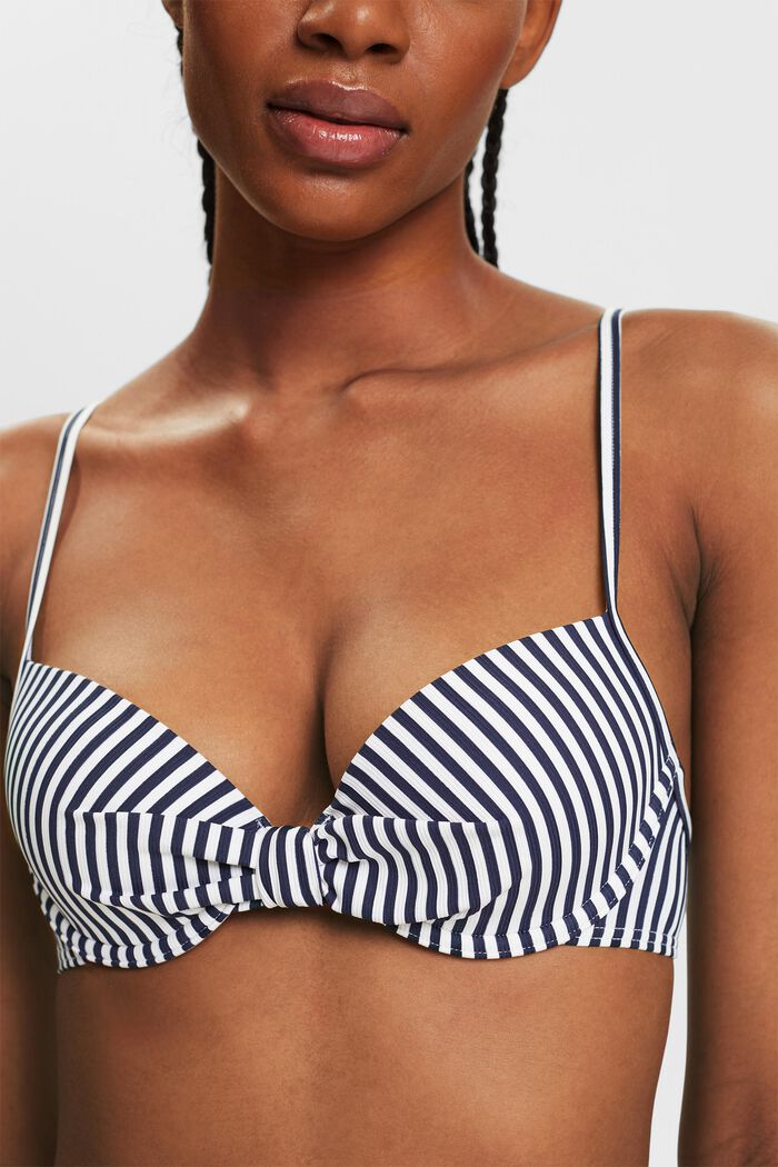 Striped Padded Underwired Bikini Top, NAVY, detail image number 2