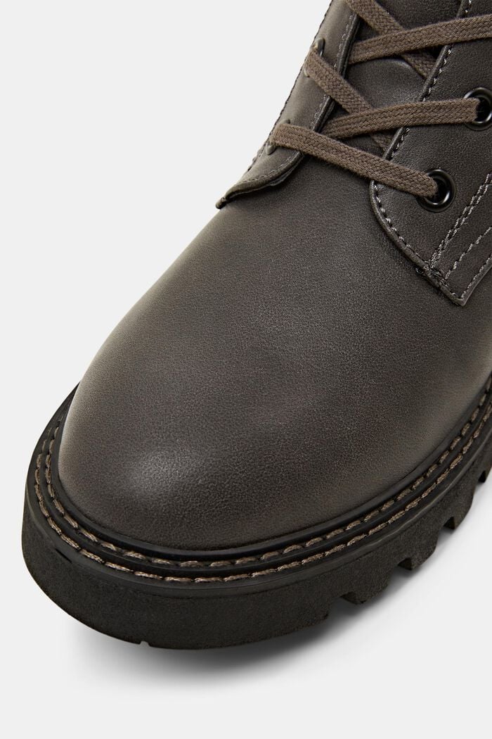 Vegan Leather Lace-Up Boots, DARK GREY, detail image number 3
