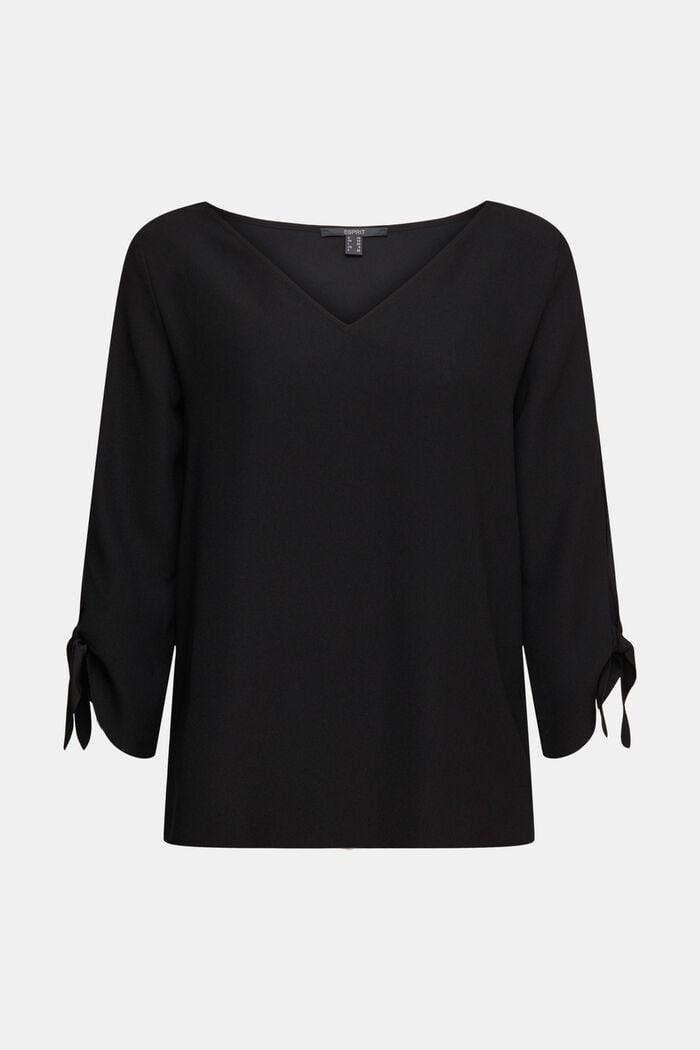Stretch blouse with open edges, BLACK, detail image number 7