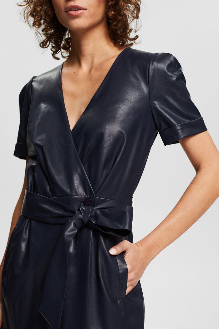Faux leather wrap dress, NAVY, detail image number 2