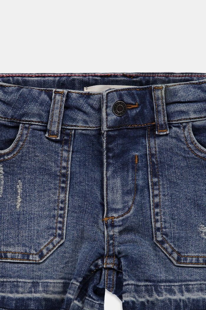 Cotton denim shorts with an adjustable waistband, BLUE MEDIUM WASHED, detail image number 2