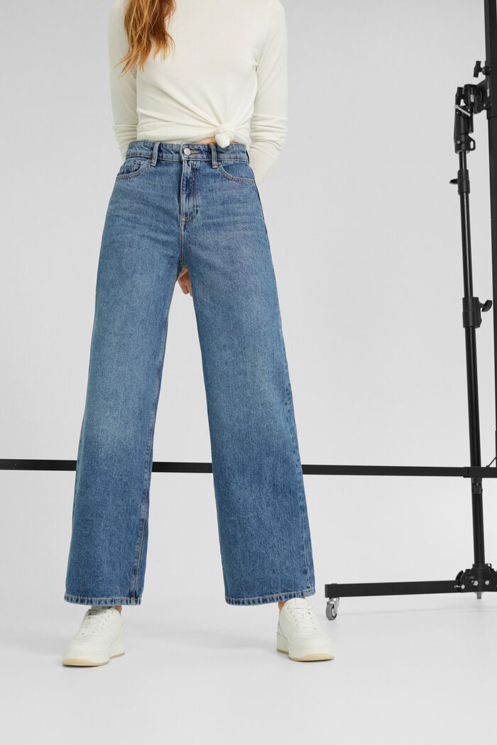 Wide-leg jeans, 100% organic cotton