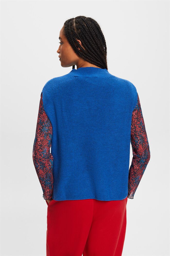 Wool Blend Rib-Knit Vest, BRIGHT BLUE, detail image number 4