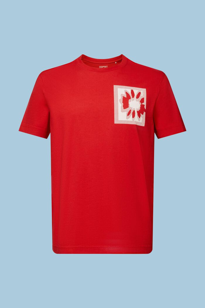Floral Print Logo T-Shirt, DARK RED, detail image number 6
