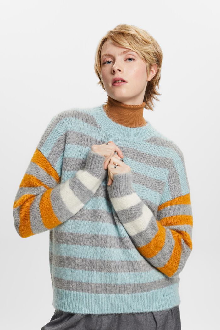Wool-Mohair Blend Sweater, MEDIUM GREY, detail image number 1