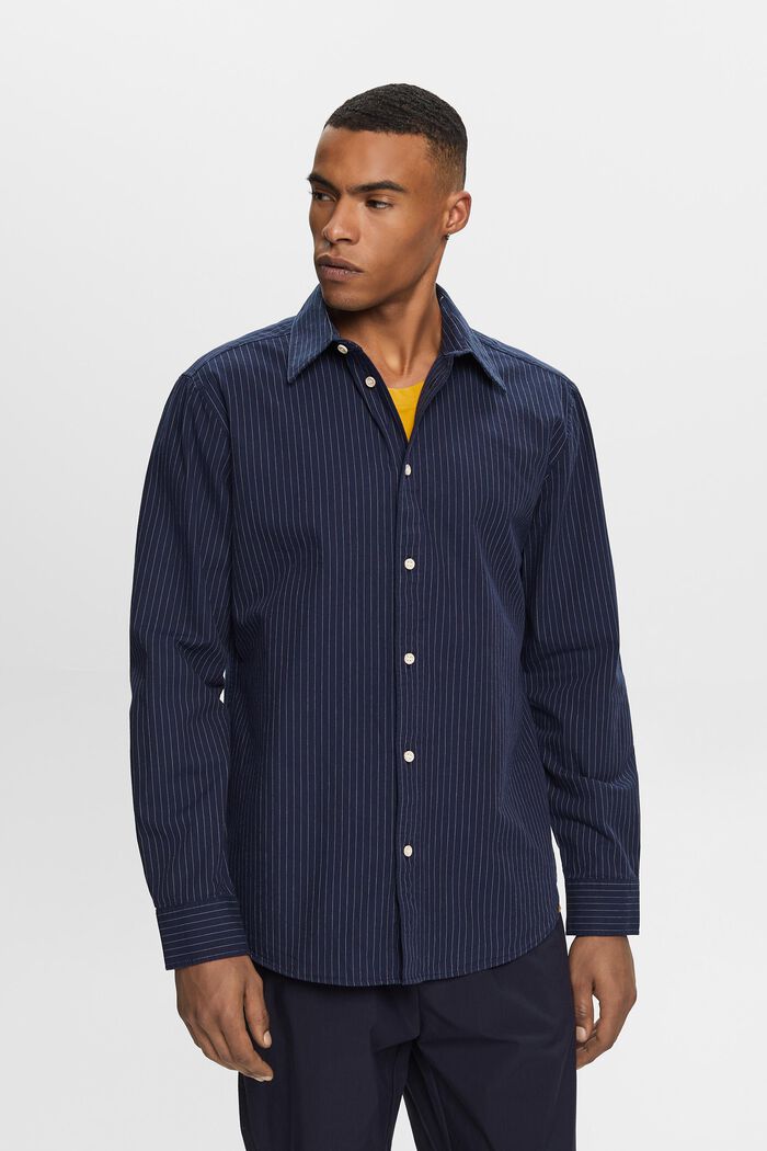 Pinstriped twill shirt, 100% cotton, NAVY, detail image number 1