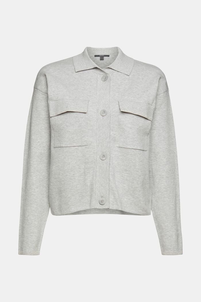 Cardigan with a turn-down collar and pockets, LIGHT GREY, detail image number 6