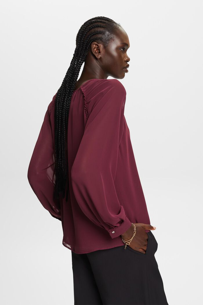 Recycled: chiffon blouse, AUBERGINE, detail image number 3