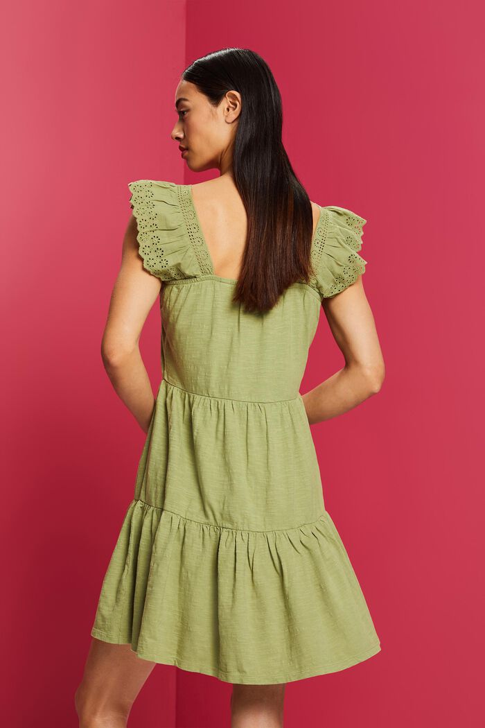 Jersey dress with embroidered lace sleeves, PISTACHIO GREEN, detail image number 3
