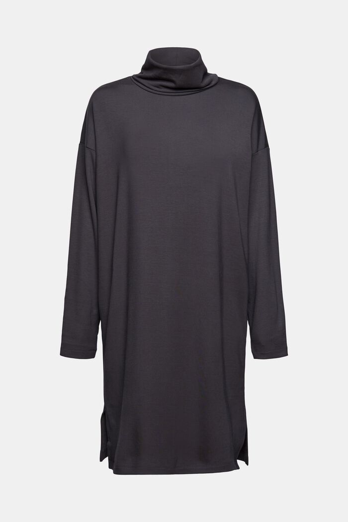 TENCEL™: Jersey dress with a polo neck, ANTHRACITE, detail image number 5